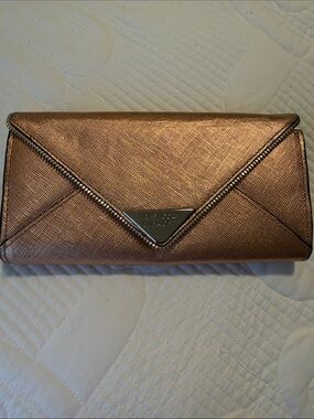 Rebecca Minkoff Oliver Rose Gold Metallic Leather Wallet Clutch $145 MSRP